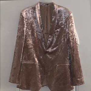 J.Ferrar Pink Velvet Slim Fit Blazer